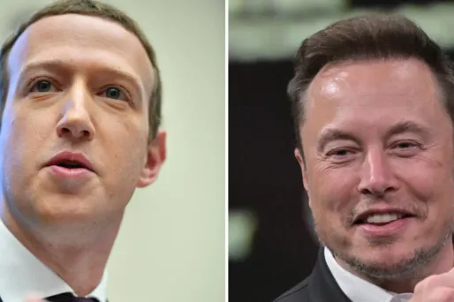 Elon Musk (à droite) a mis au défi Mark Zuckerberg sur une cage de MMA.