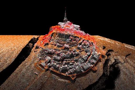 Grâce au Lidar, le Mont Saint-Michel a été reconstitué avec une précision à dix centimètres.